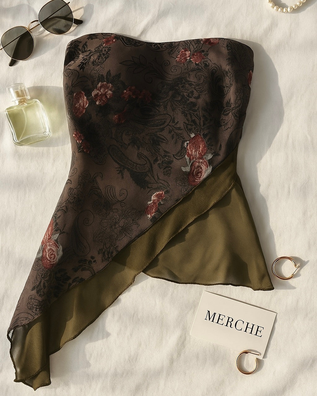 BROKEN HEARTS ASYMMETRICAL LUXE PRINTED TOP