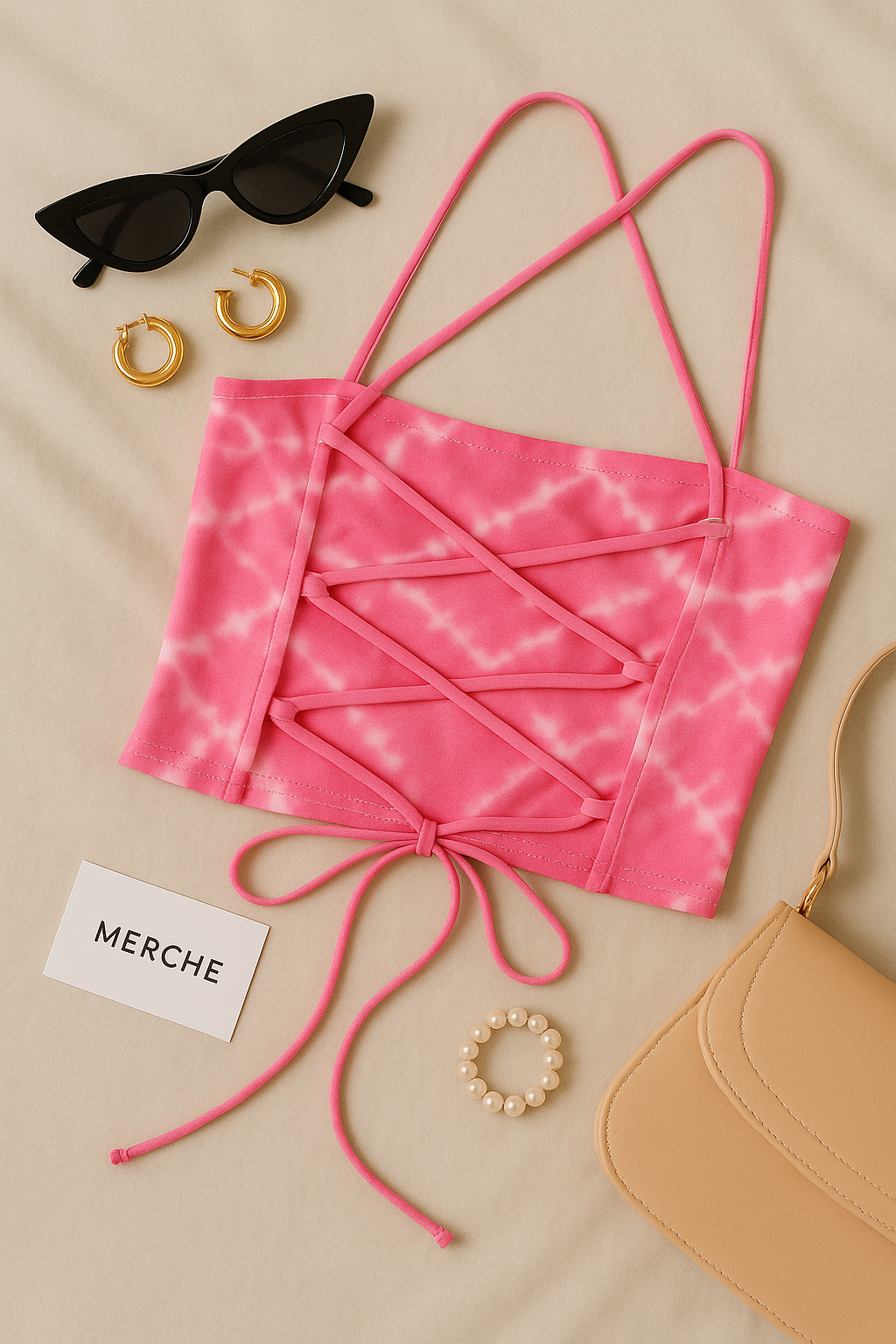 ONLY FOR ME PINK CROSSBACK TIE-DYE TOP