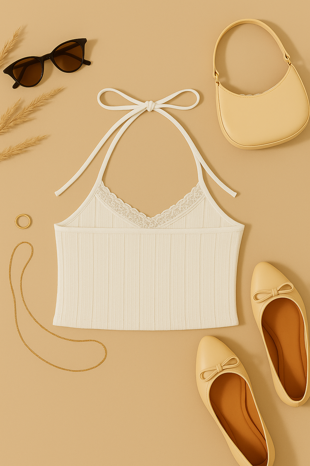 SWEET BERRY WHITE HALTERNECK TOP