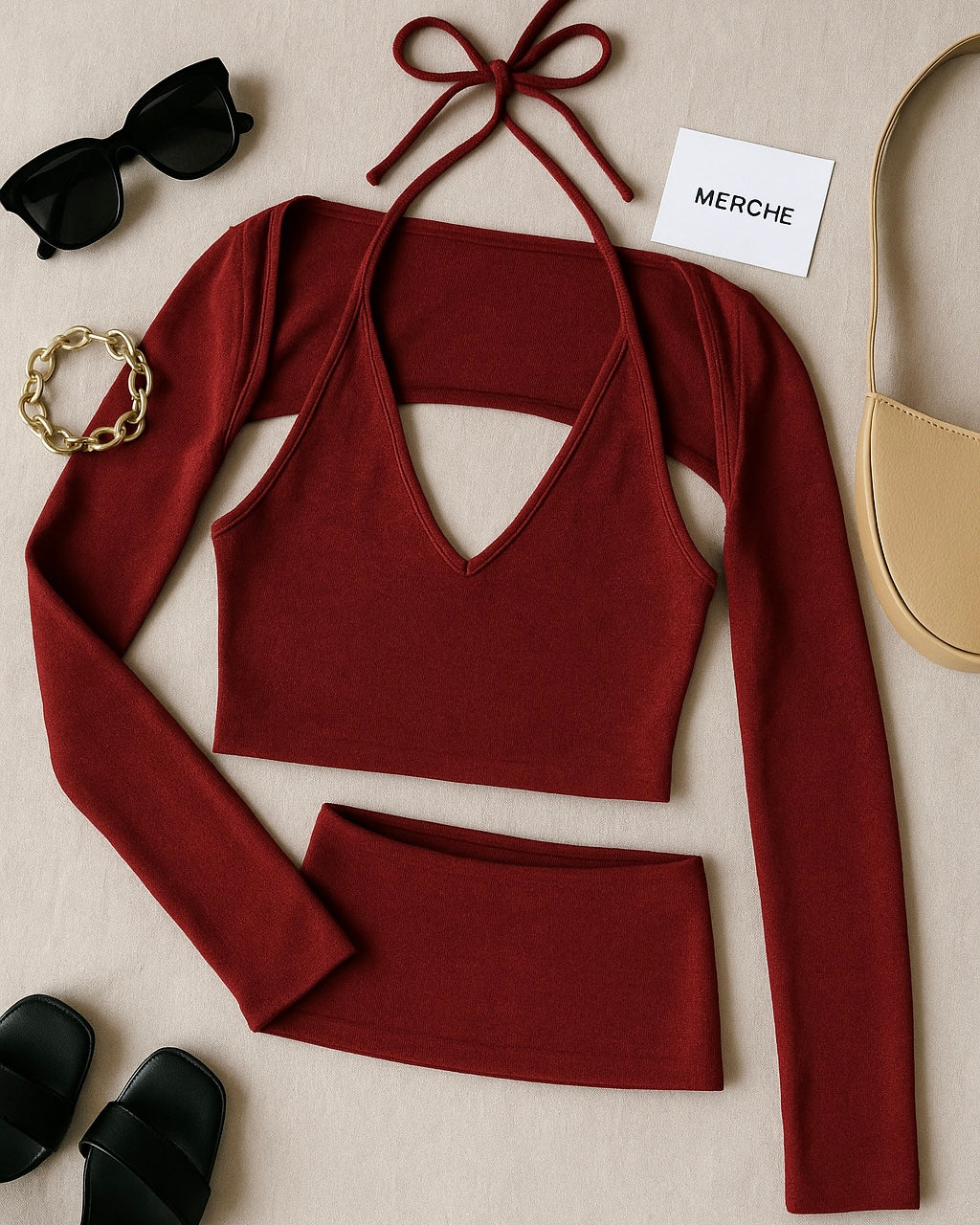 MODEL OFF-DUTY TWO-PIECE TOP