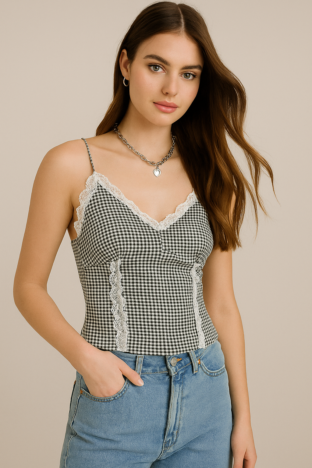 SUNSET HARBOUR CHECKS CAMI TOP