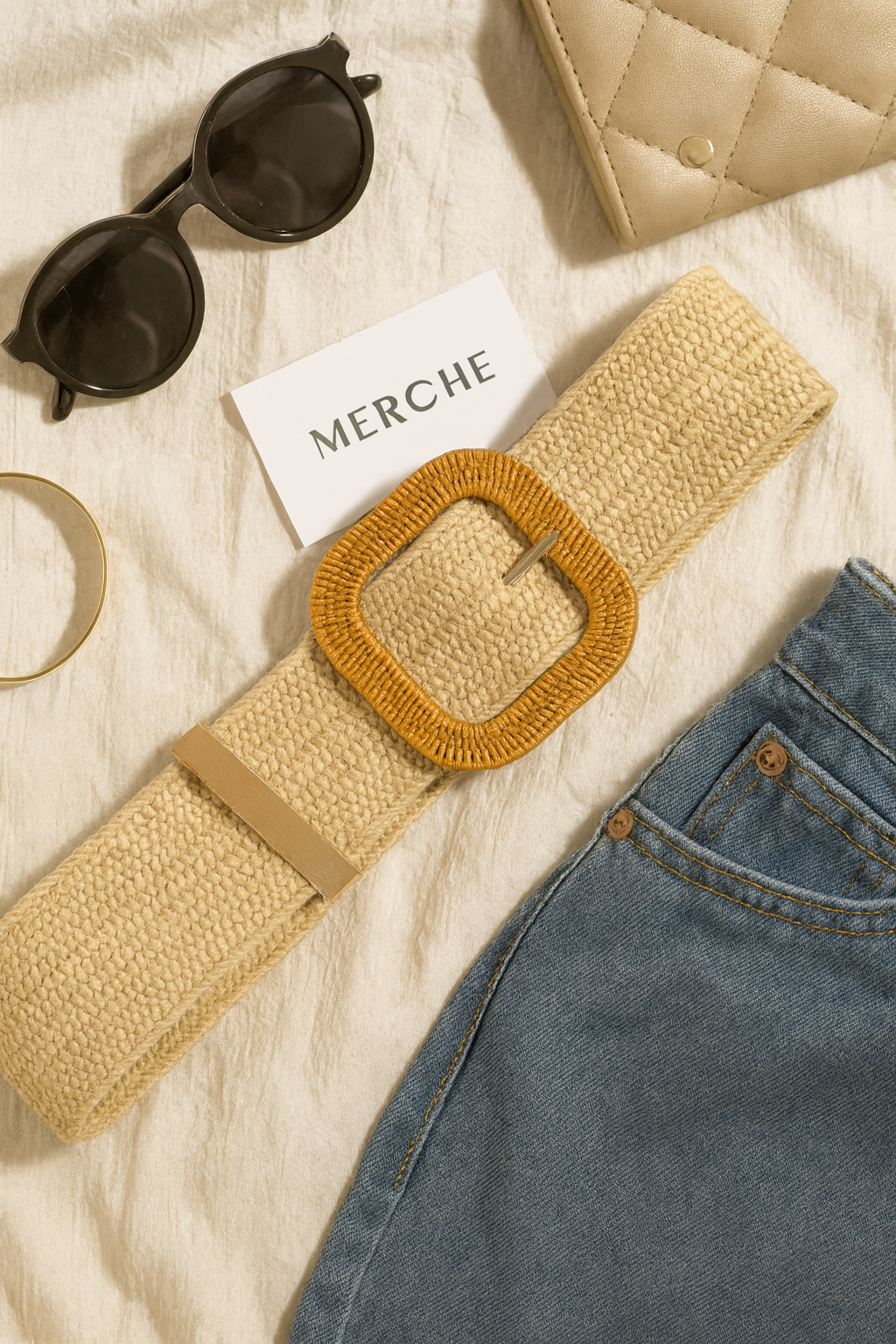 TUSCAN SUMMER BRAIDED STRAW KNITTED BROWN BELT