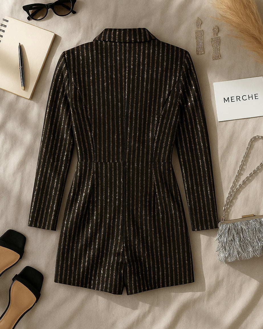 DANCED UNTIL FOUR SHIMMER BLAZER PLAYSUIT