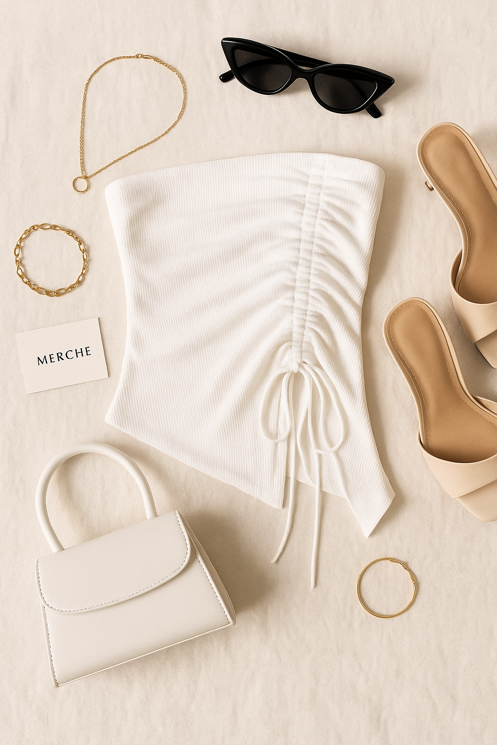 URBAN PRINCESS DRAWSTRING WHITE BANDEAU TOP
