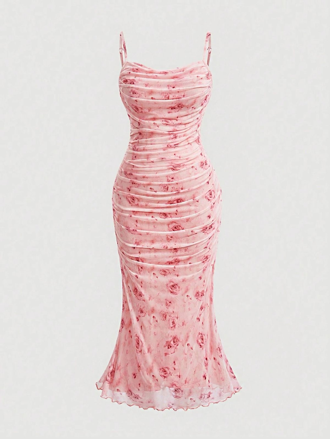 LONG DAYS MESH DETAIL FLORAL MAXI DRESS