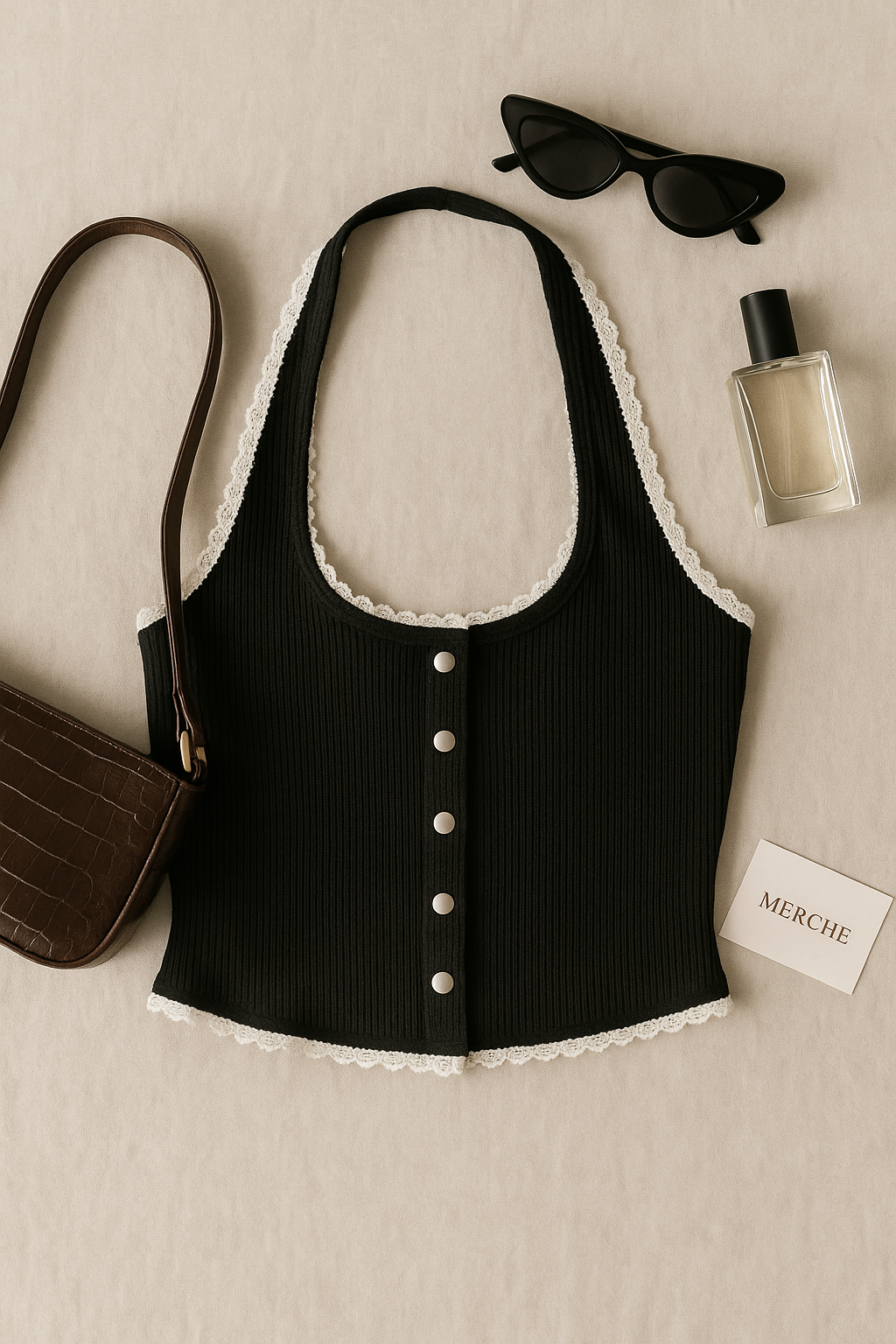 HOUSE OF MEMORIES BLACK HALTERNECK TOP