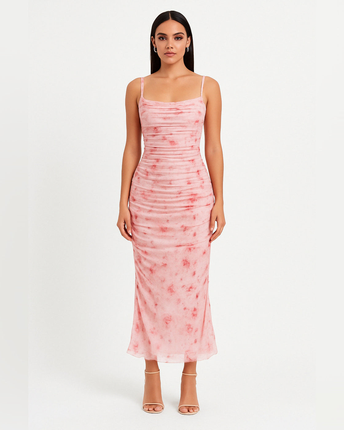 LONG DAYS MESH DETAIL FLORAL MAXI DRESS