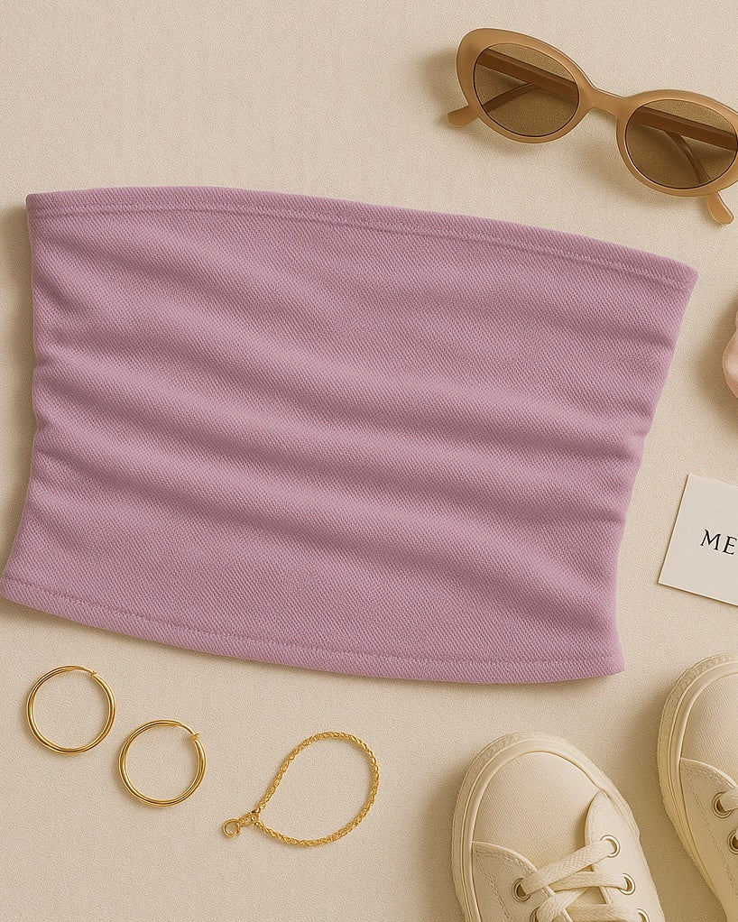 MEET YOUR MESH LILAC BANDEAU TOP