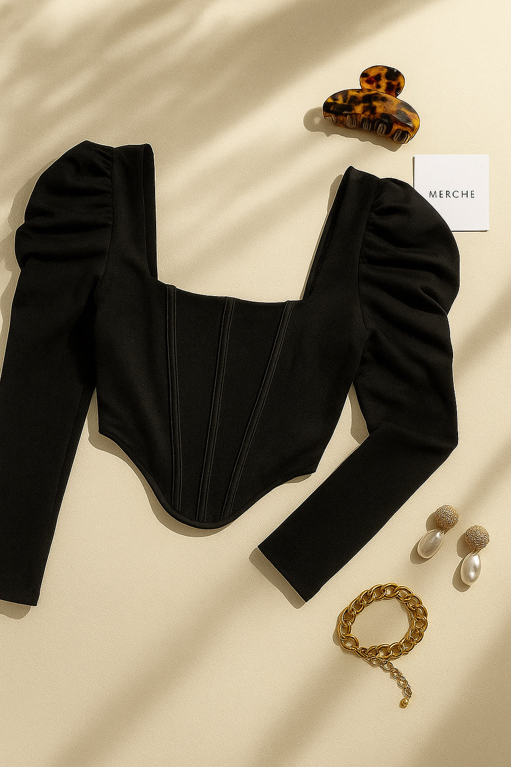CRAZY ABOUT HIM BONING DETAIL BLACK TOP