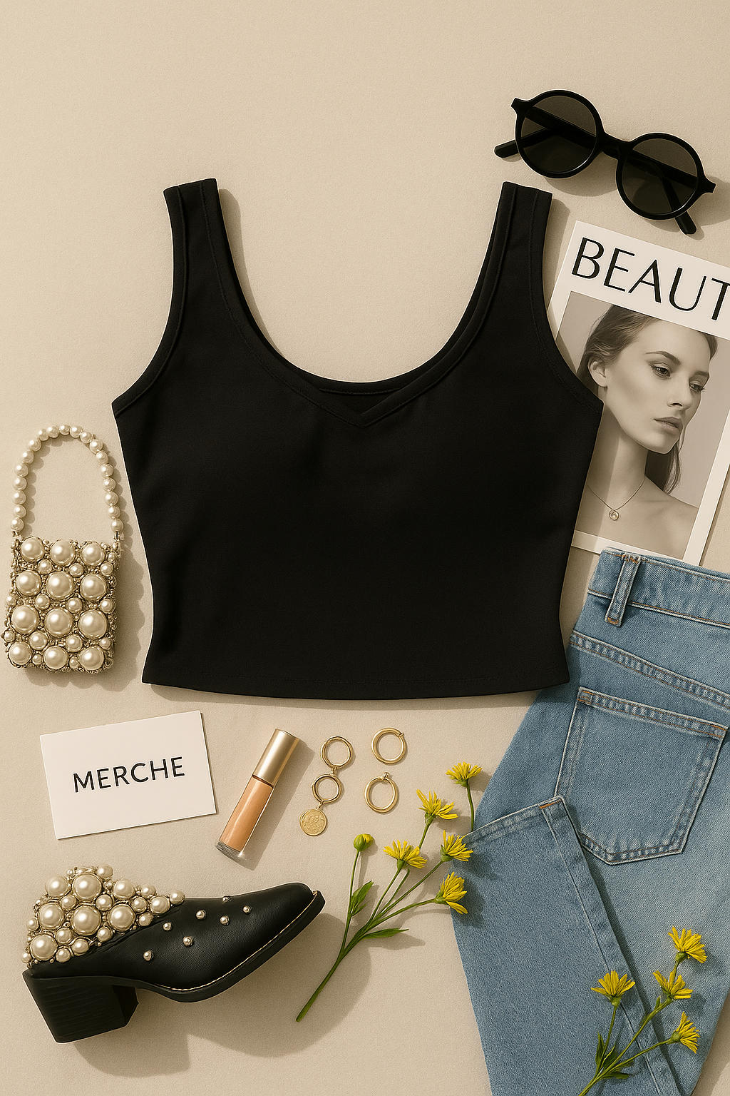 BASIC BAE BLACK PADDED CAMI TOP