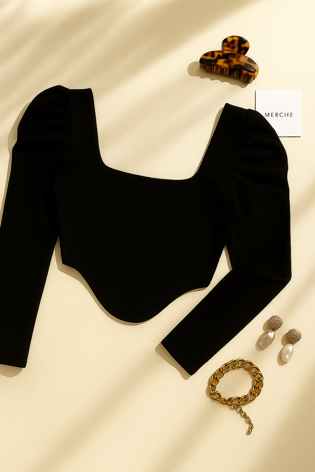 CRAZY ABOUT HIM BONING DETAIL BLACK TOP