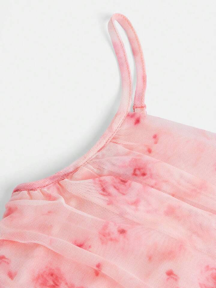 LONG DAYS MESH DETAIL FLORAL MAXI DRESS