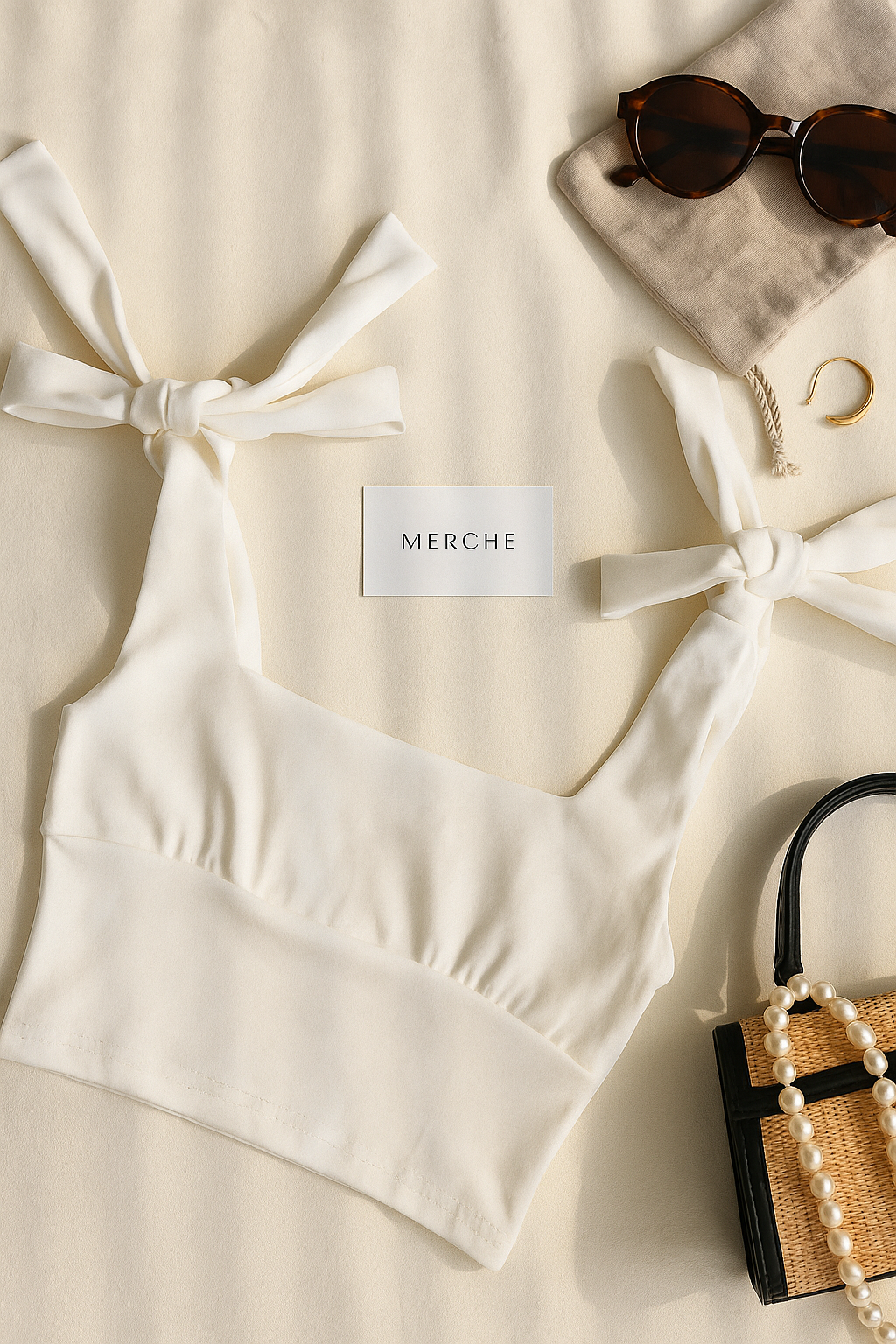 LOVERS MEET WHITE LUXE TIE-UP TOP