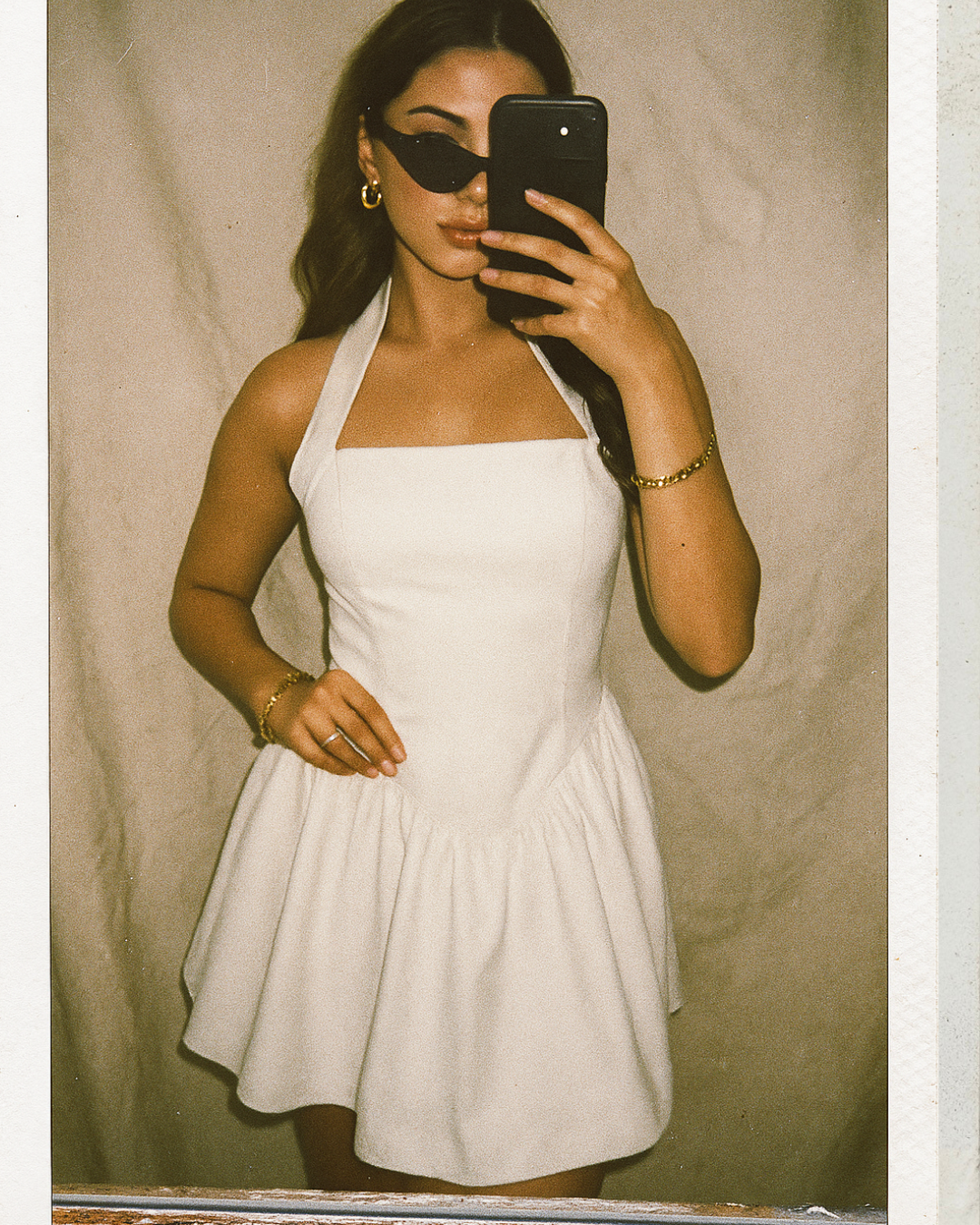 NAUGHTY OR NICE WHITE HALTERNECK DRESS