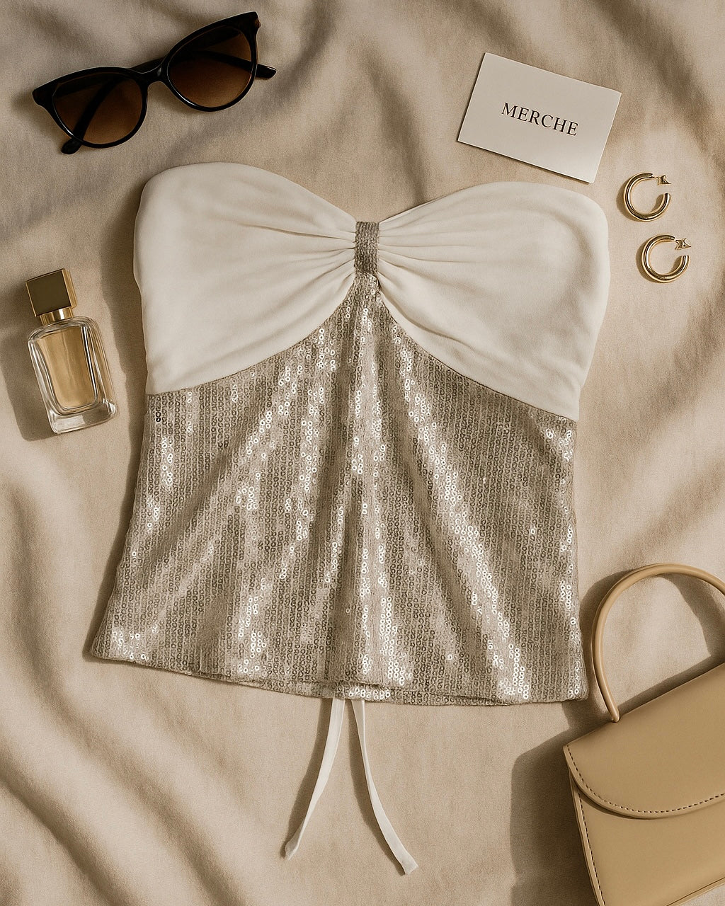 RAVE ROYALTY SEQUIN EMBELLISHED BANDEAU TOP