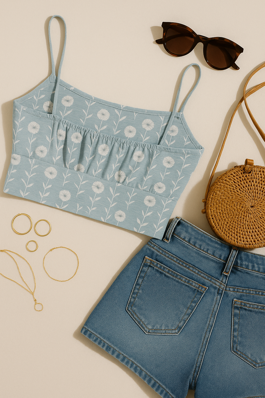 LOCAL BREW BLUE FLORAL CAMI TOP