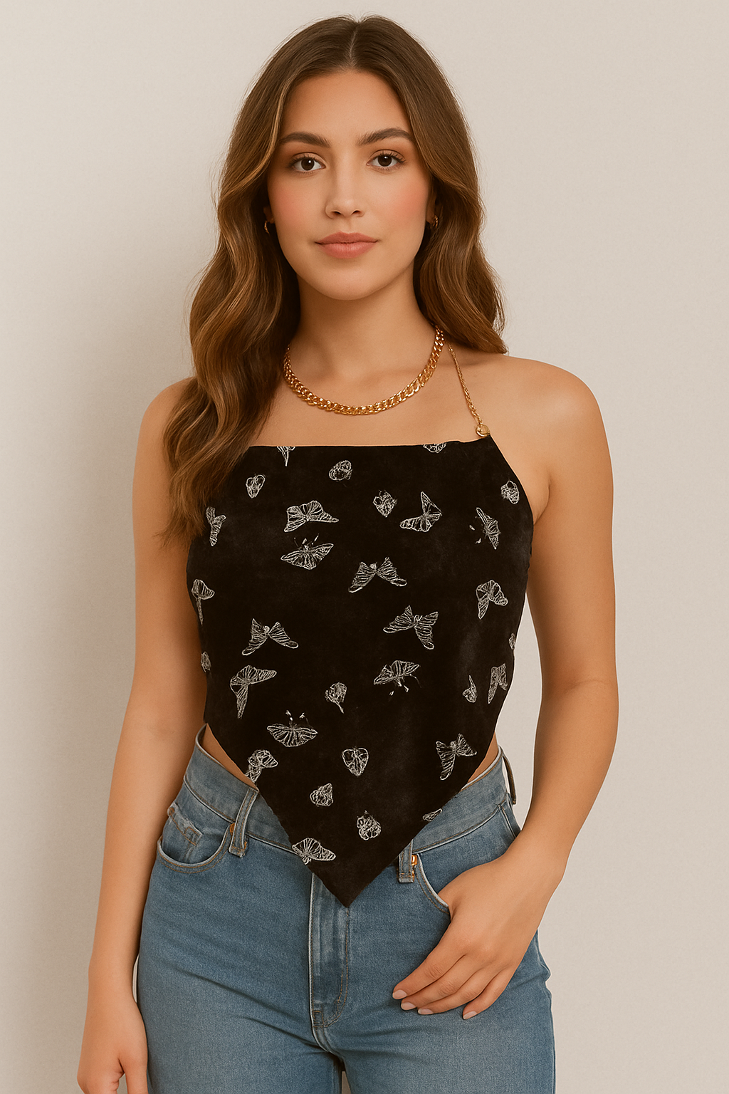 GALWAY GIRL SCARF HALTERNECK CHAIN TOP