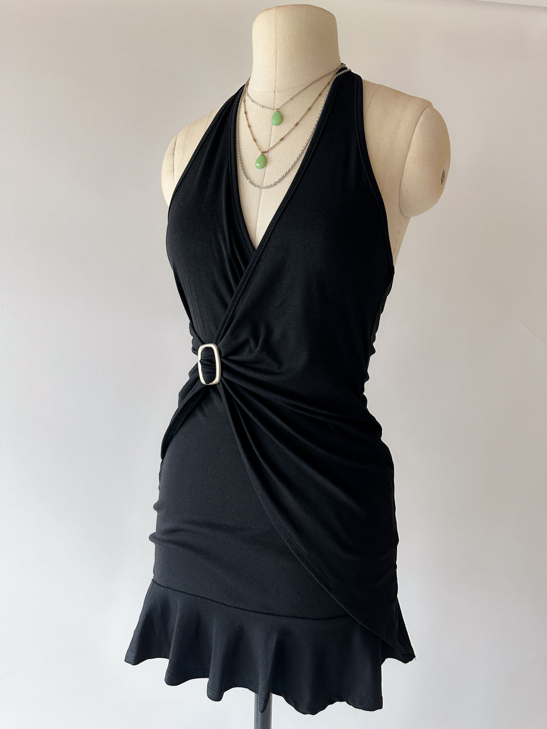 TIME WAITS FOR HER BUCKLE HALTERNECK DRESS