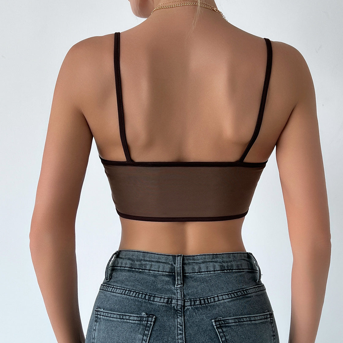 DARE YOU BONING DETAIL BROWN TOP