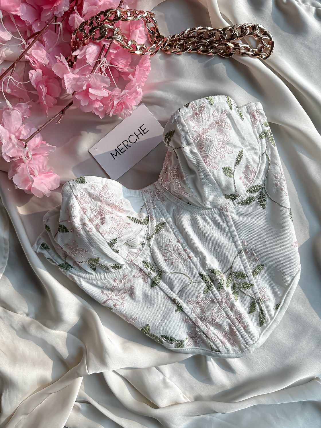 FLIRTY BEHAVIOUR WHITE EMBROIDERED BUSTIER