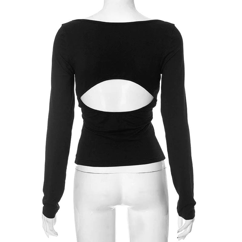 WANNA BE YOU BLACK CUT-OUT TOP