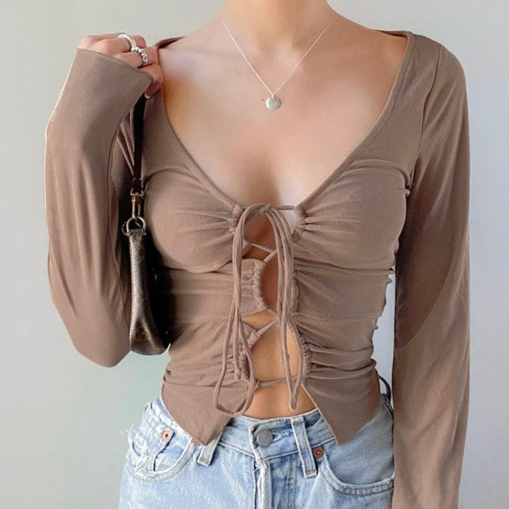 IN MY ELEMENT BROWN CUT-OUT TOP