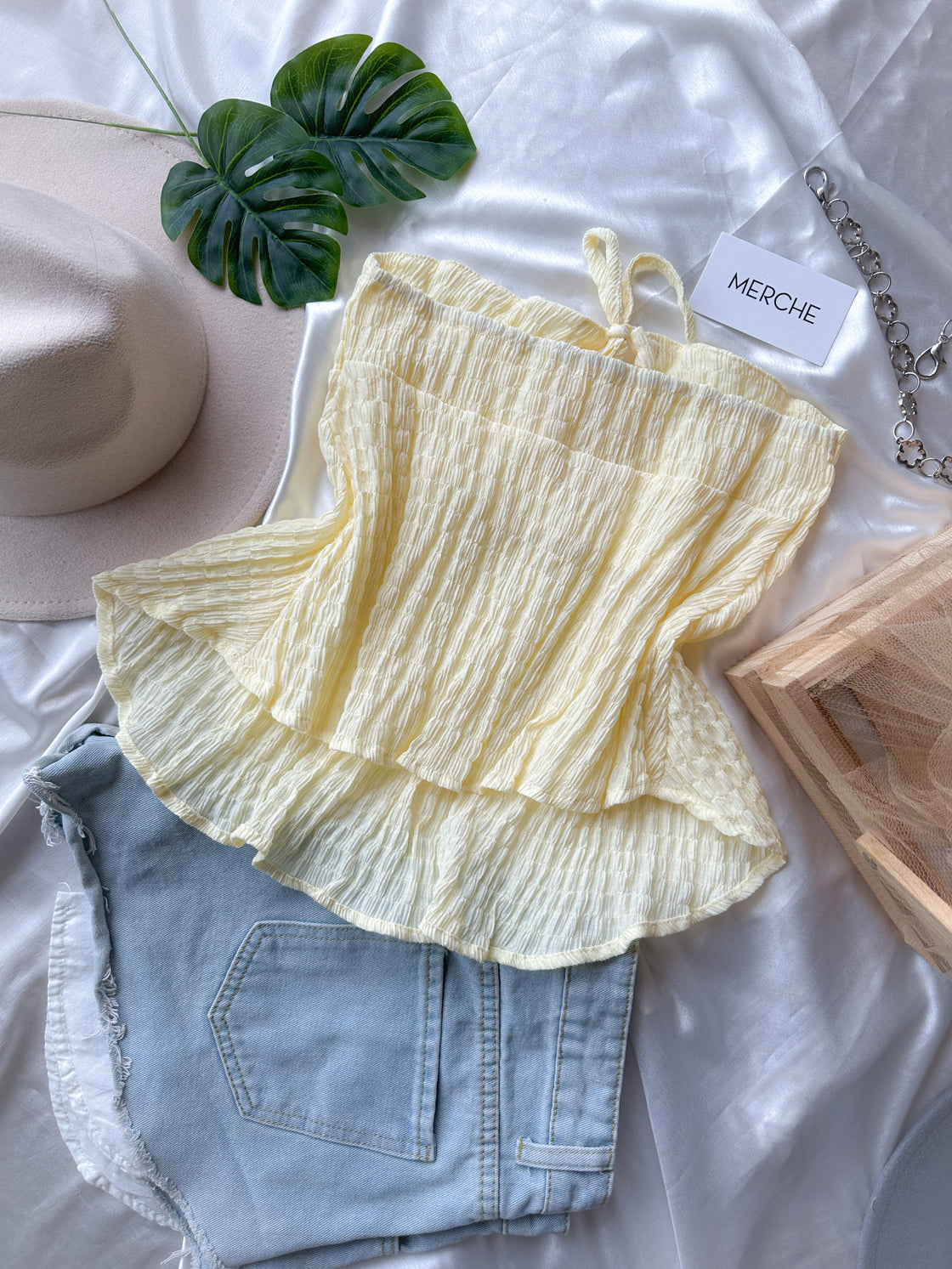 ISLAND STROLL LEMONY BANDEAU TOP