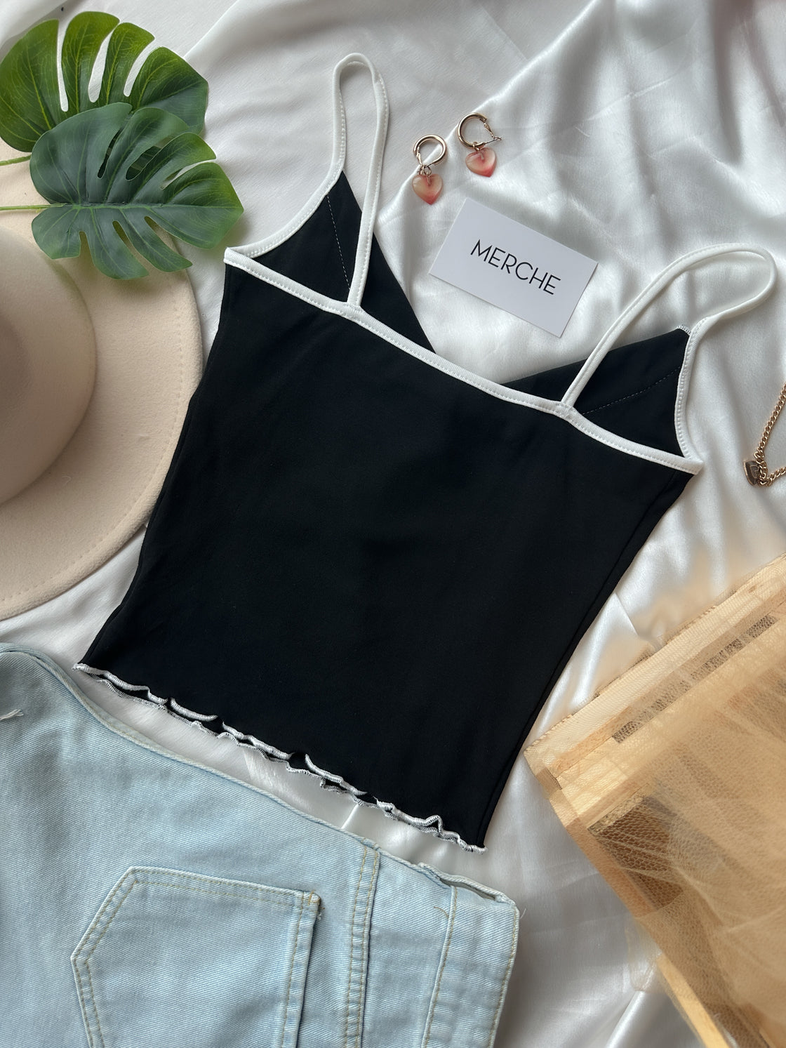 NEVER FRIENDS BLACK CAMI TOP