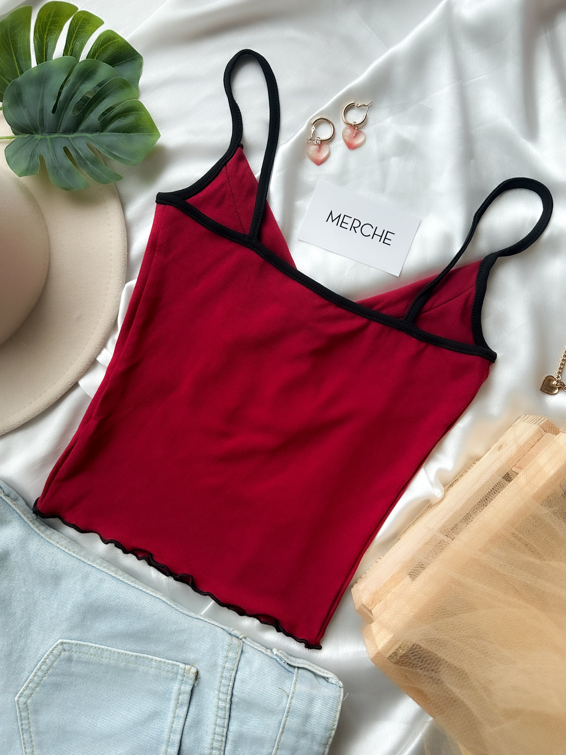 NEVER FRIENDS RED CAMI TOP