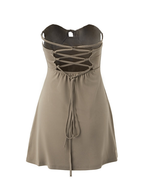 DAY IN MIAMI CHOCOLATE HALTERNECK DRESS