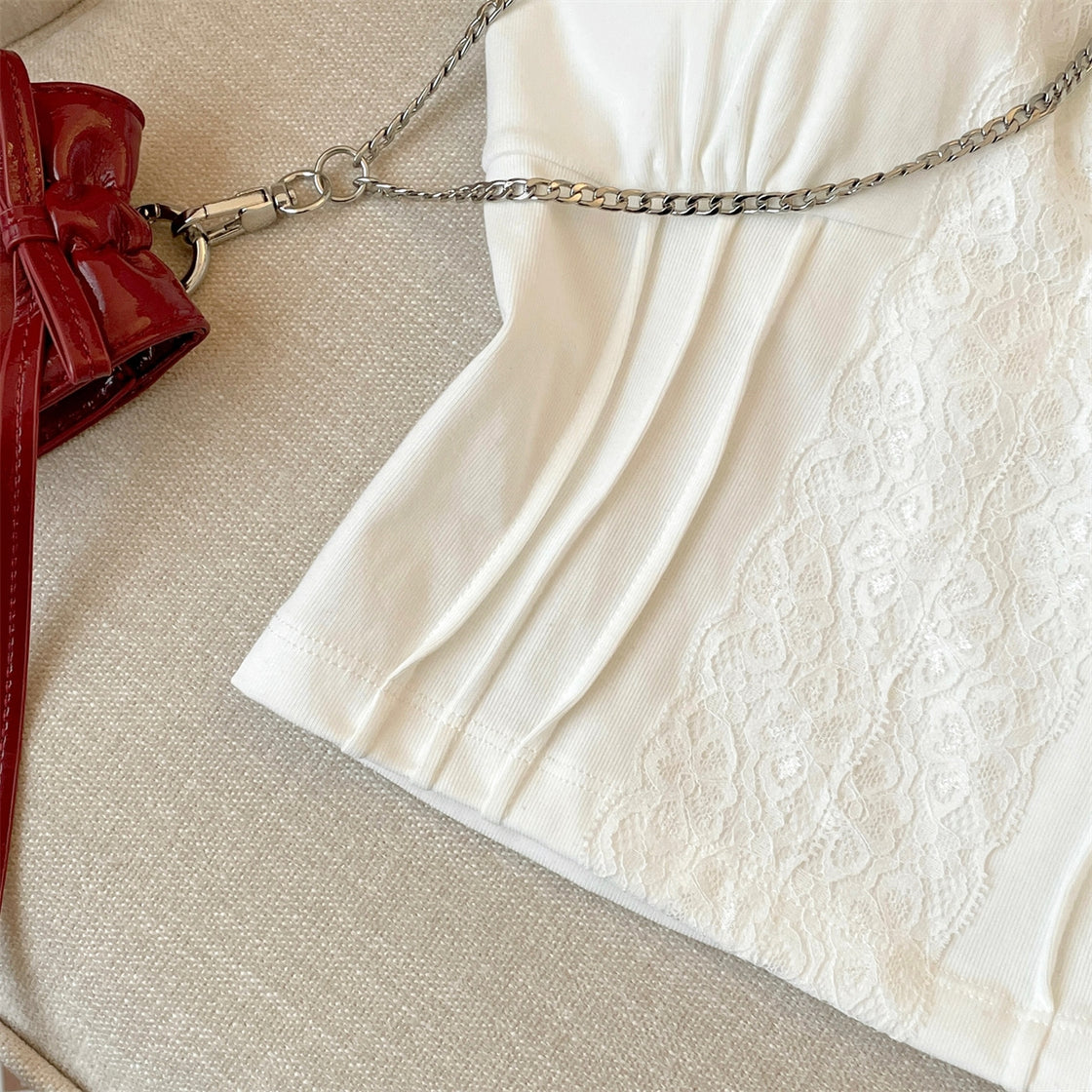 PICTURE TO BURN WHITE LACE CAMI TOP
