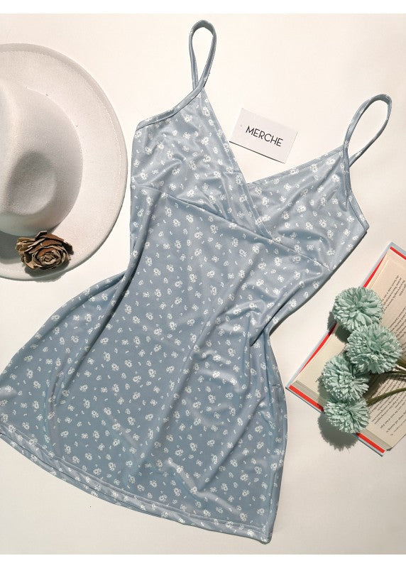 BEACH WAVES GREY SLIP DRESS