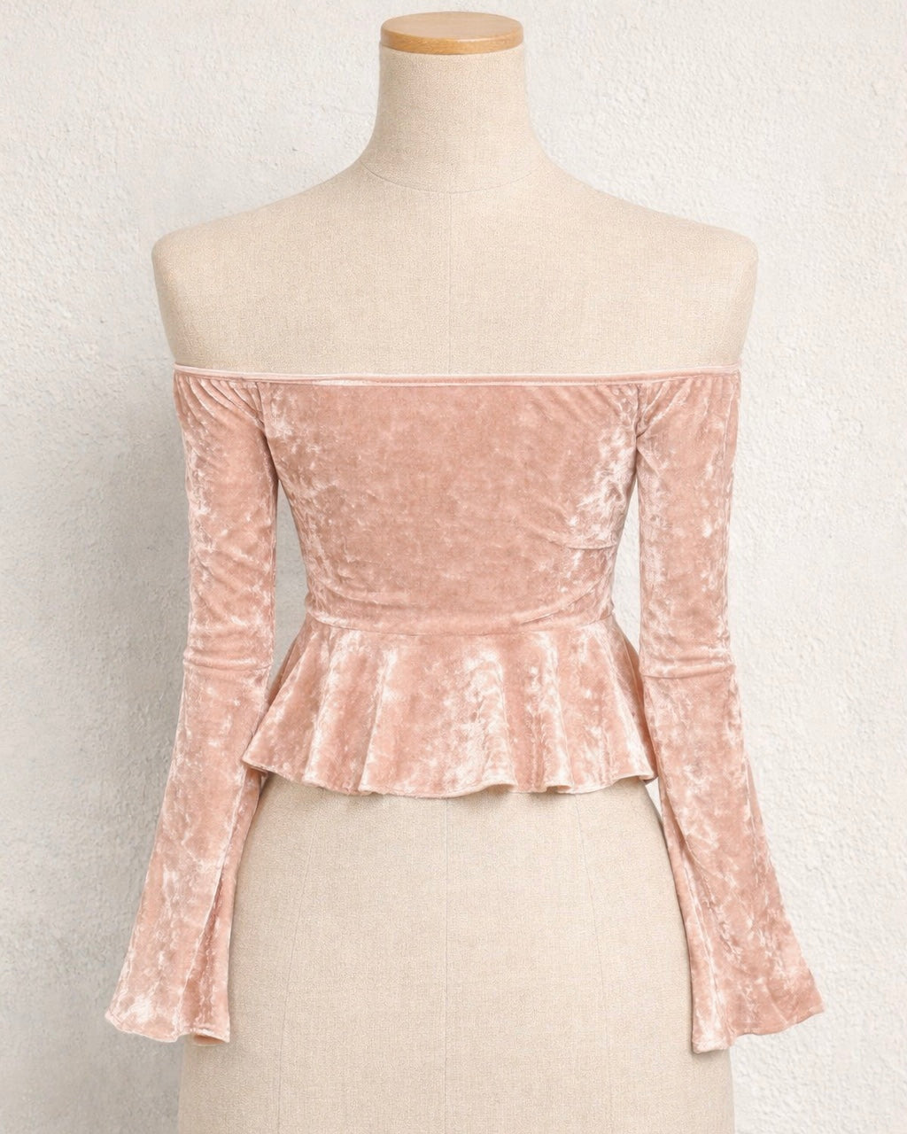 BRAT WITH TASTE VELOUR OFF-SHOULDER TOP