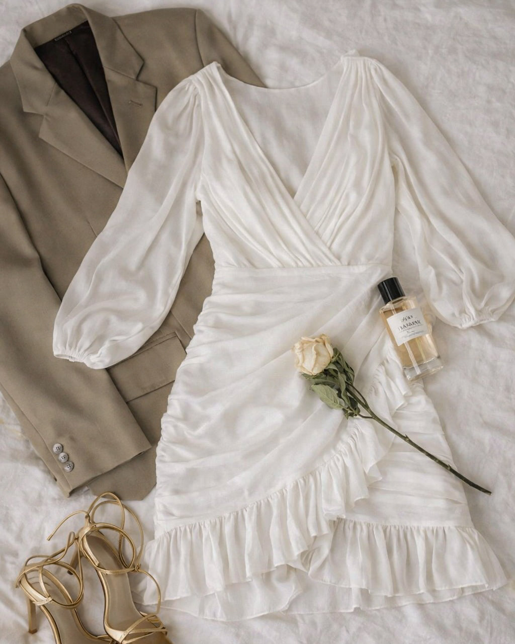 WHO IS SHE WHITE WRAP DRESS