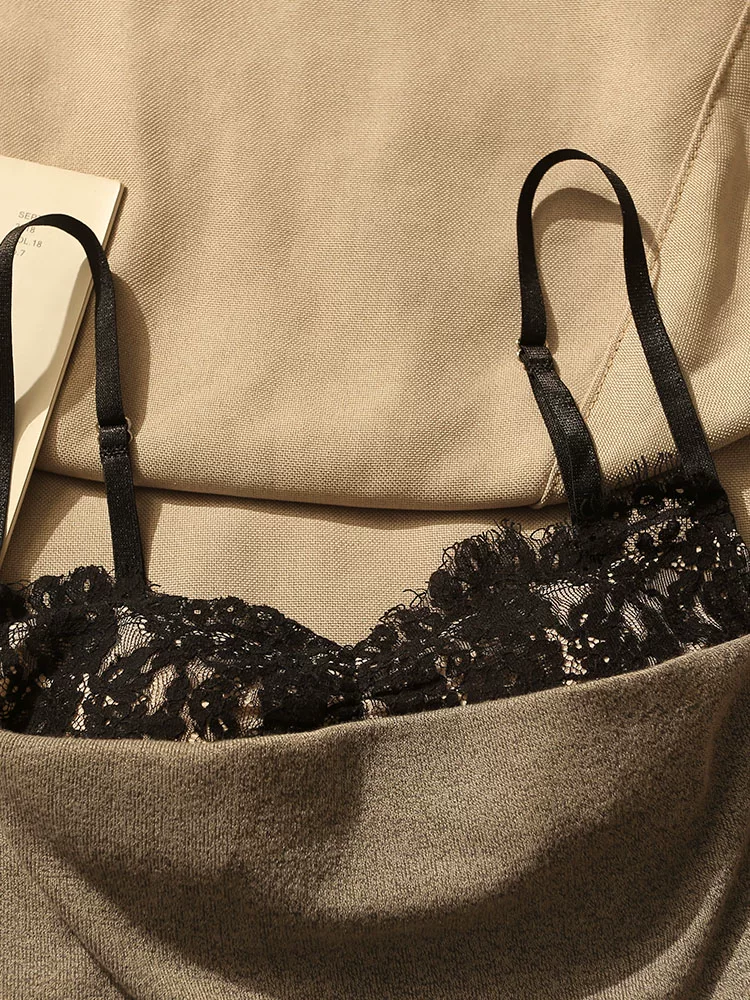 HEY LOOKER LACE TRIM GREY LUXE CAMI TOP