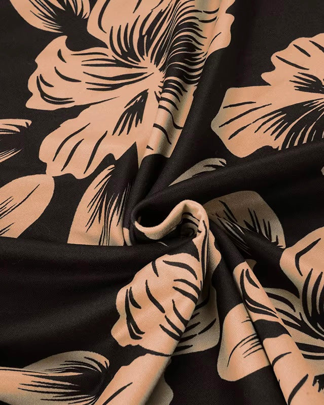 COMMAND THE SUN FLORAL PRINTED HALTERNECK DRESS
