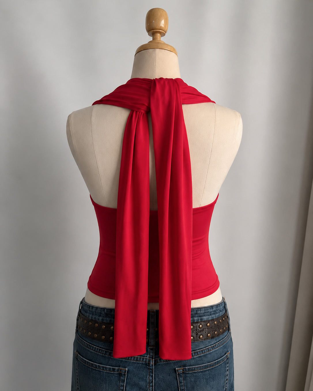 PAST LIFE LONG STRAPS MASSIVE BOW HALTERNECK TOP