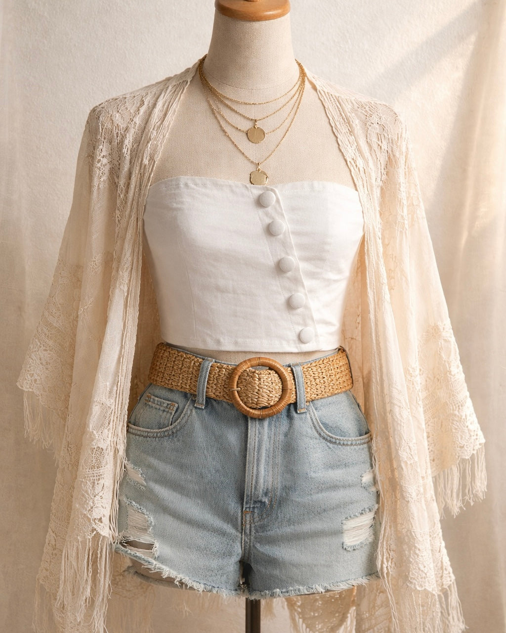 EVERYDAY HERO FAUX DENIM BANDEAU TOP