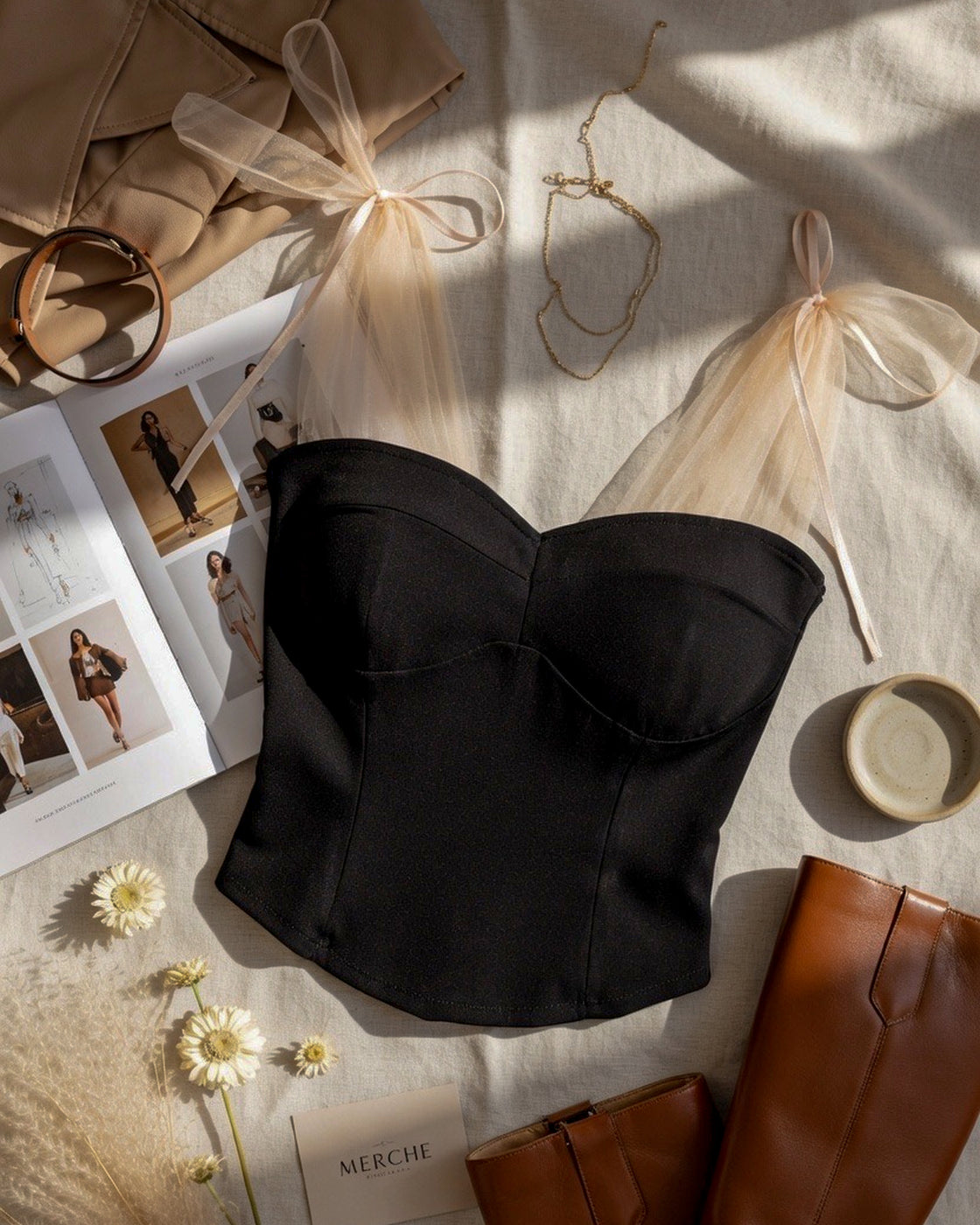 NOT AN ANGEL MESH DETAIL BLACK TOP