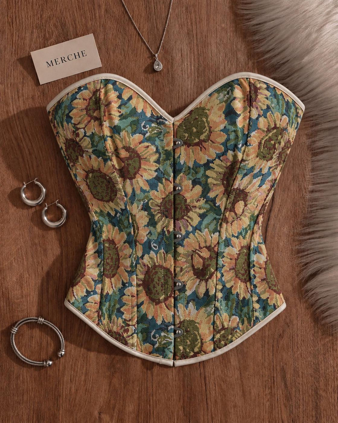 BLOOM AND BOUJEE FLORAL JACQUARD CORSET