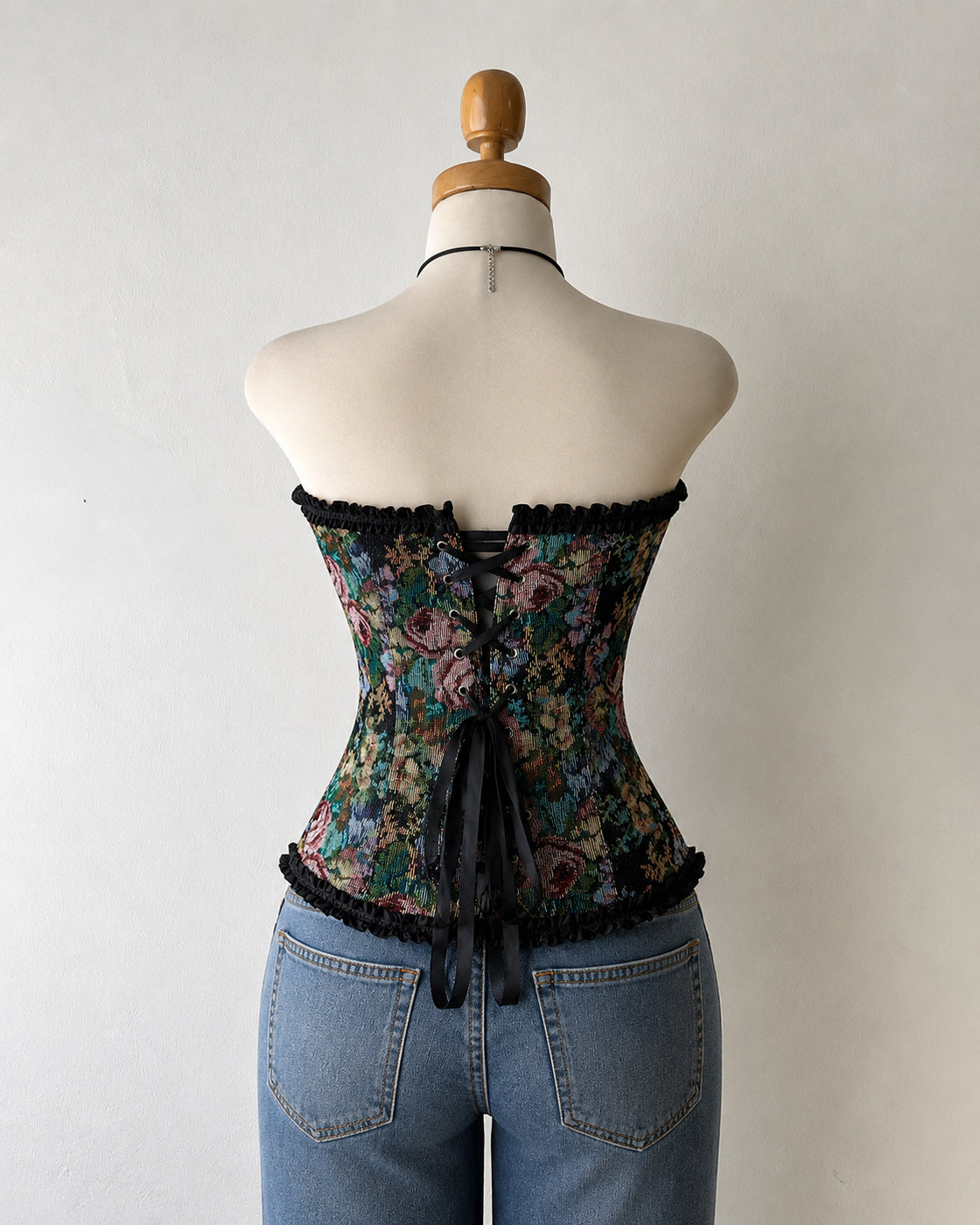LEGALLY YOURS FLORAL BLACK JACQUARD CORSET