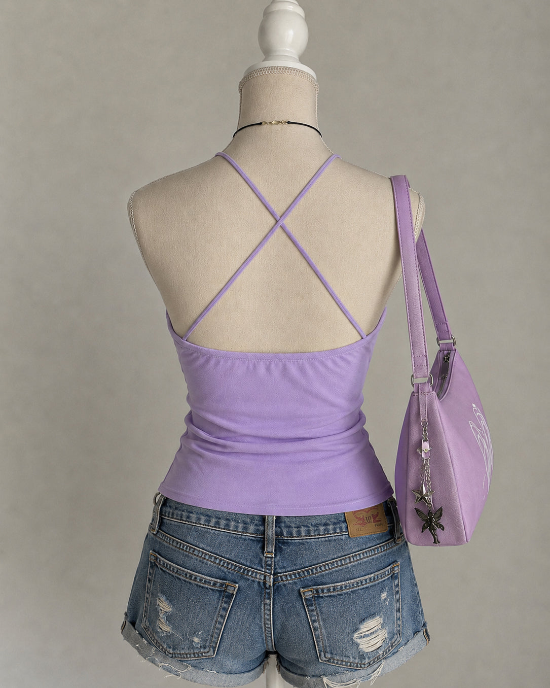 MERMAID OFF-DUTY LILAC BEADED CROSSBACK TOP