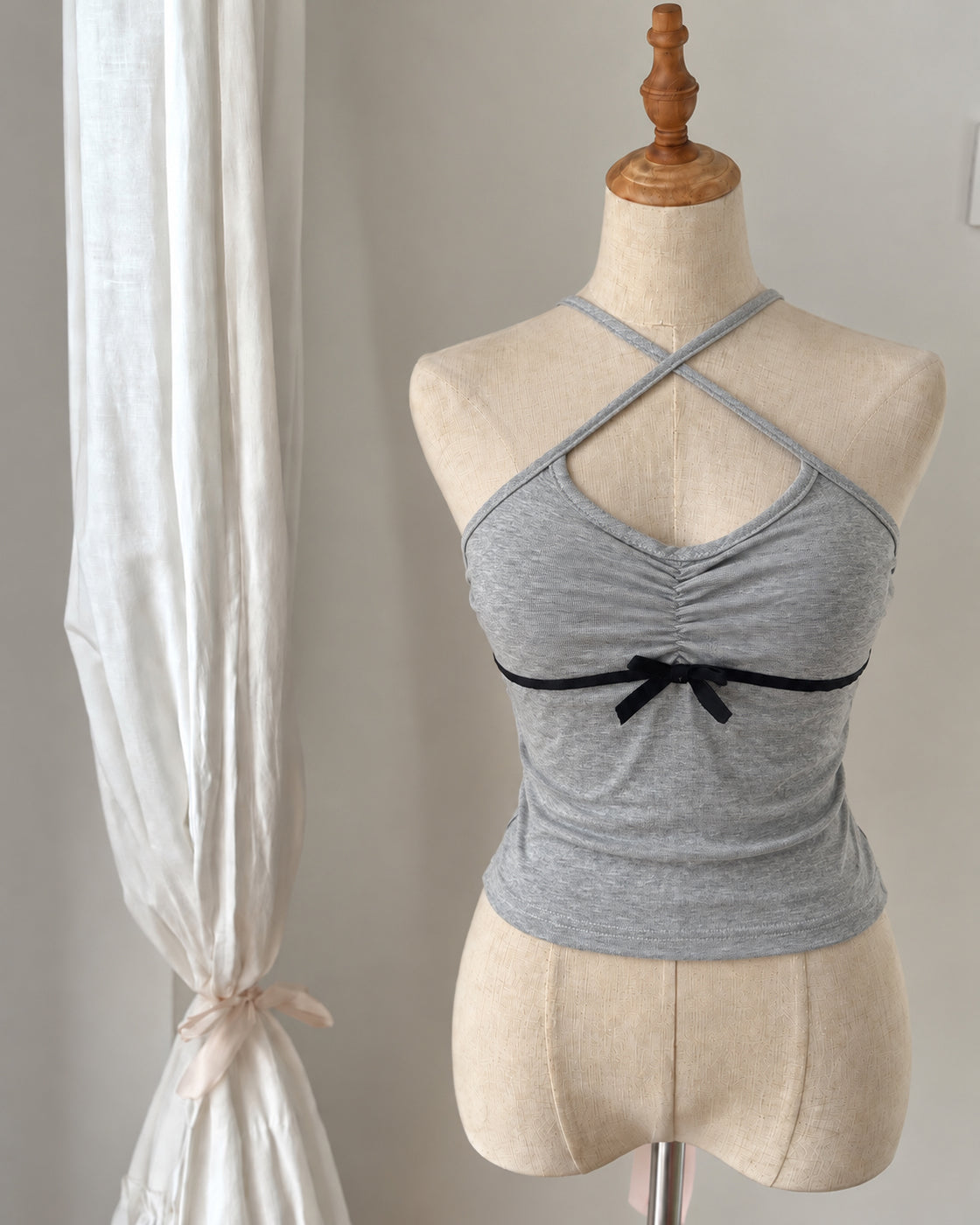CROSS MY HEART CROSSFRONT GREY TOP