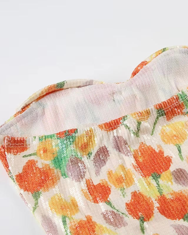 ORIGAMI HEART SEQUIN EMBELLISHED BOW TOP