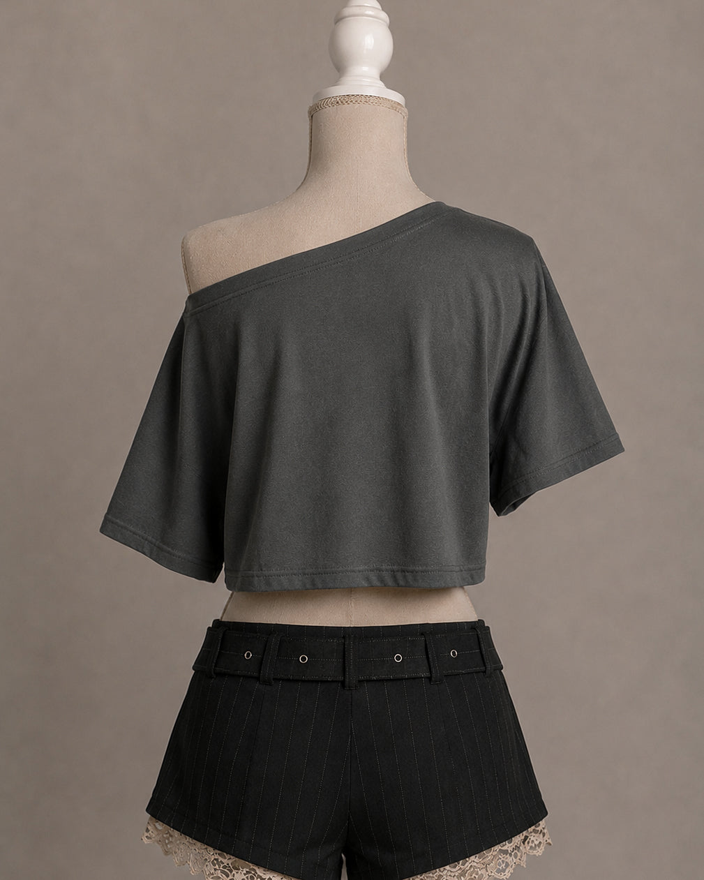 CHILL SIREN OFF-SHOULDER GREY LUXE TOP