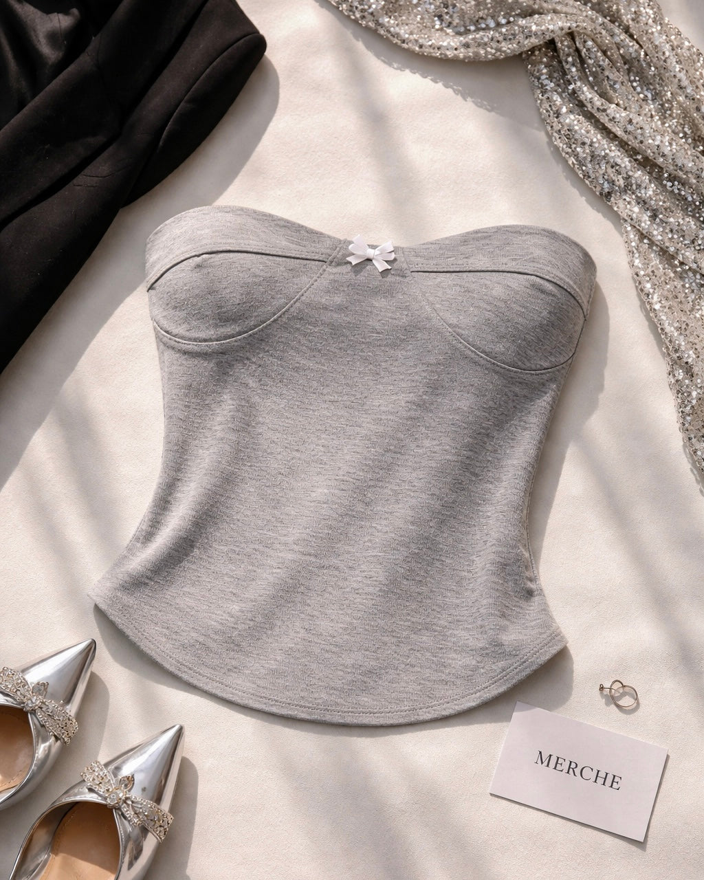 BEST CHAPTER YET GREY BUSTIER TOP