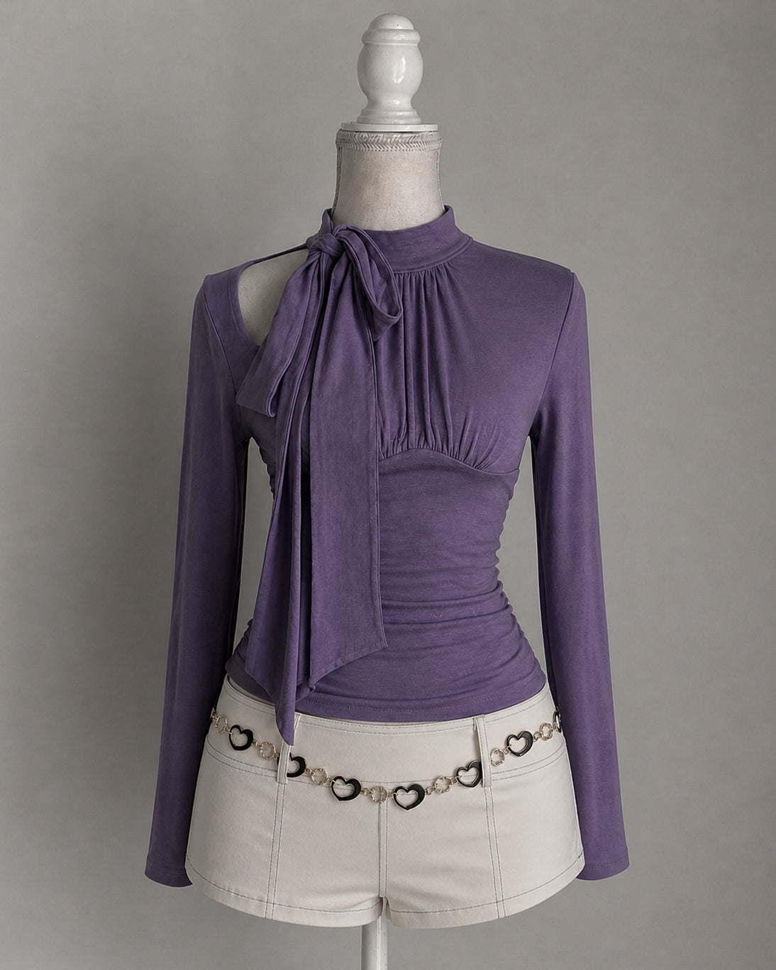 RUN THE SHOW BOW-TIE VIOLET TOP