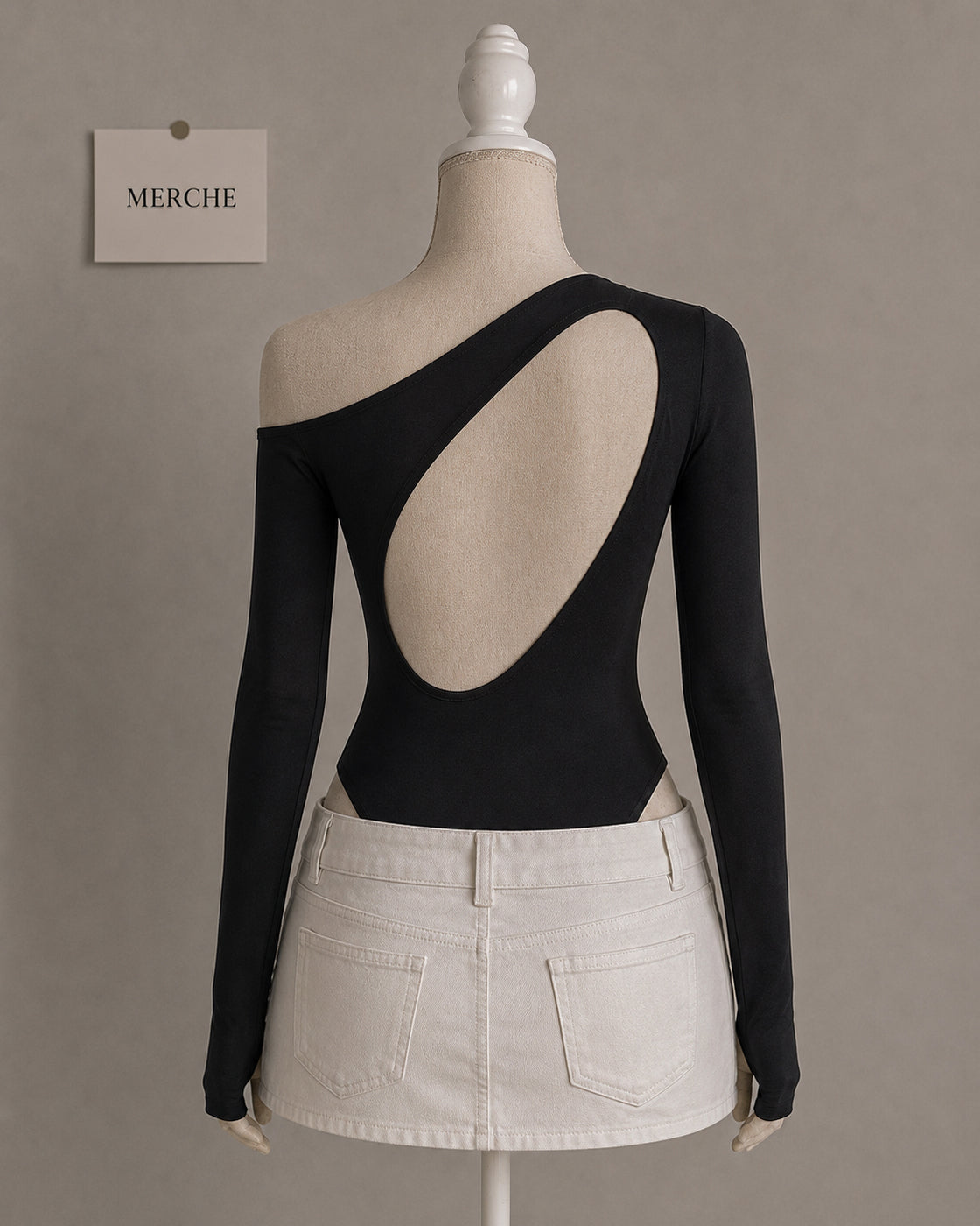 DARK FOREST CUT-OUT BACK BLACK BODYSUIT