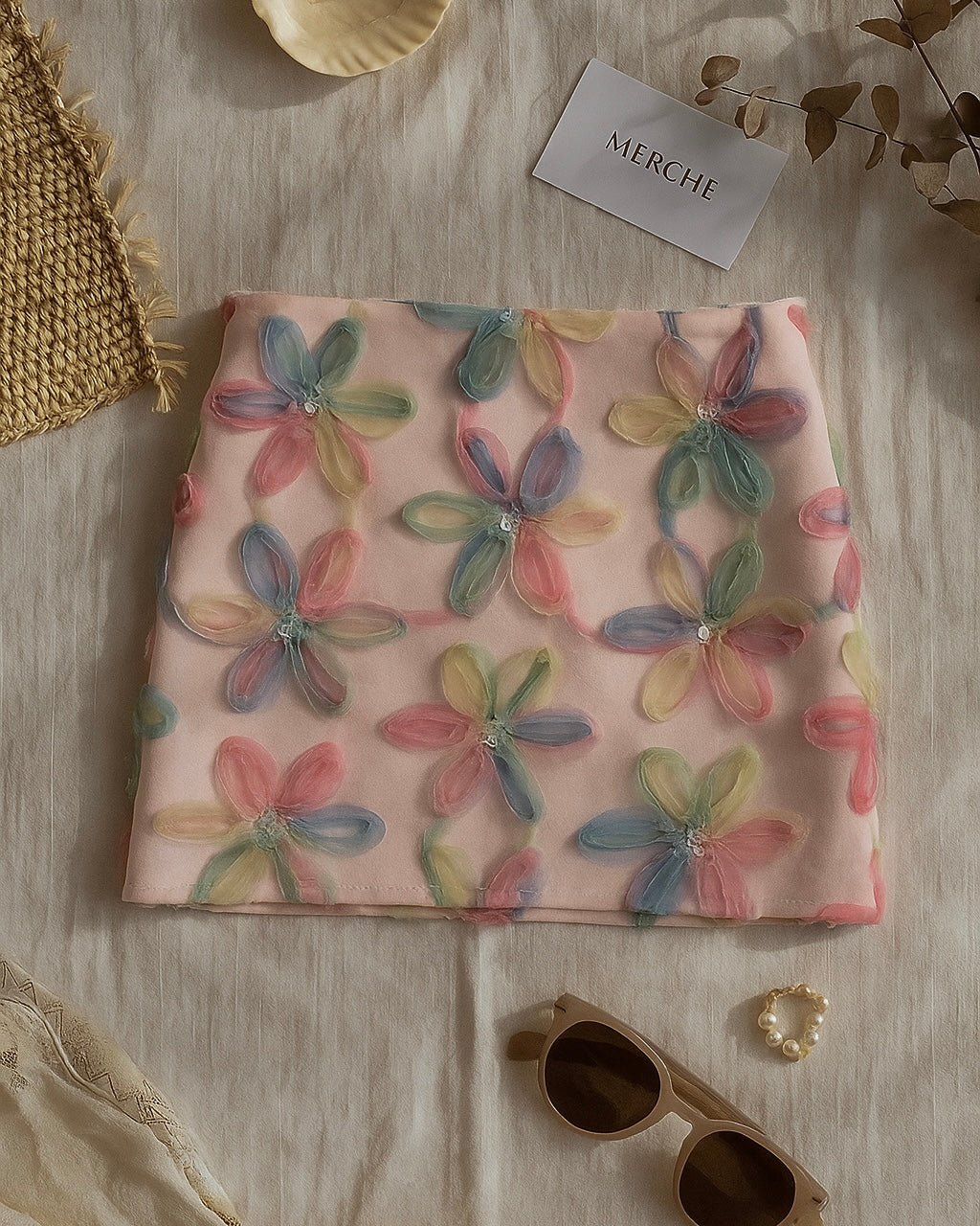 SUGAR GIRL APPLIQUE PASTEL MINI SKIRT