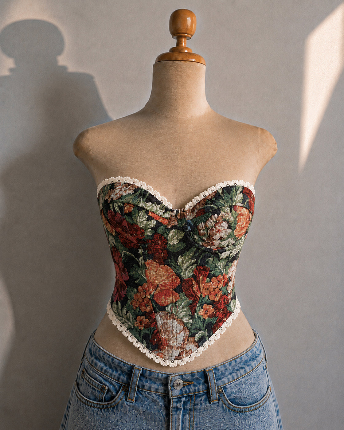 GOOD OLD DAYS FLORAL JACQUARD CORSET